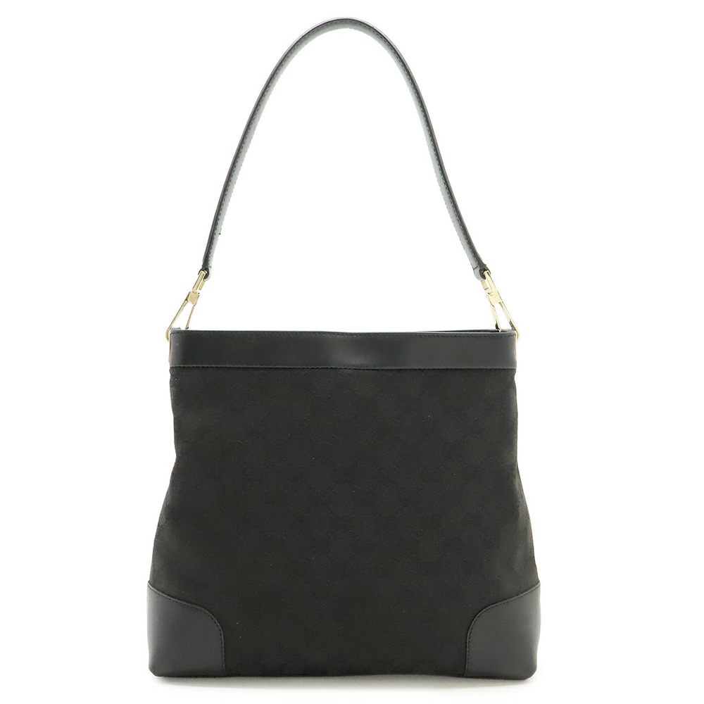 Gucci GG Canvas Shoulder Bag Hobo Leather Black